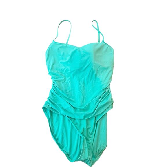 La Blanca Island Goddess Lingerie One Piece Swimsuit Seafoam Size 16 NWT - Picture 5 of 11